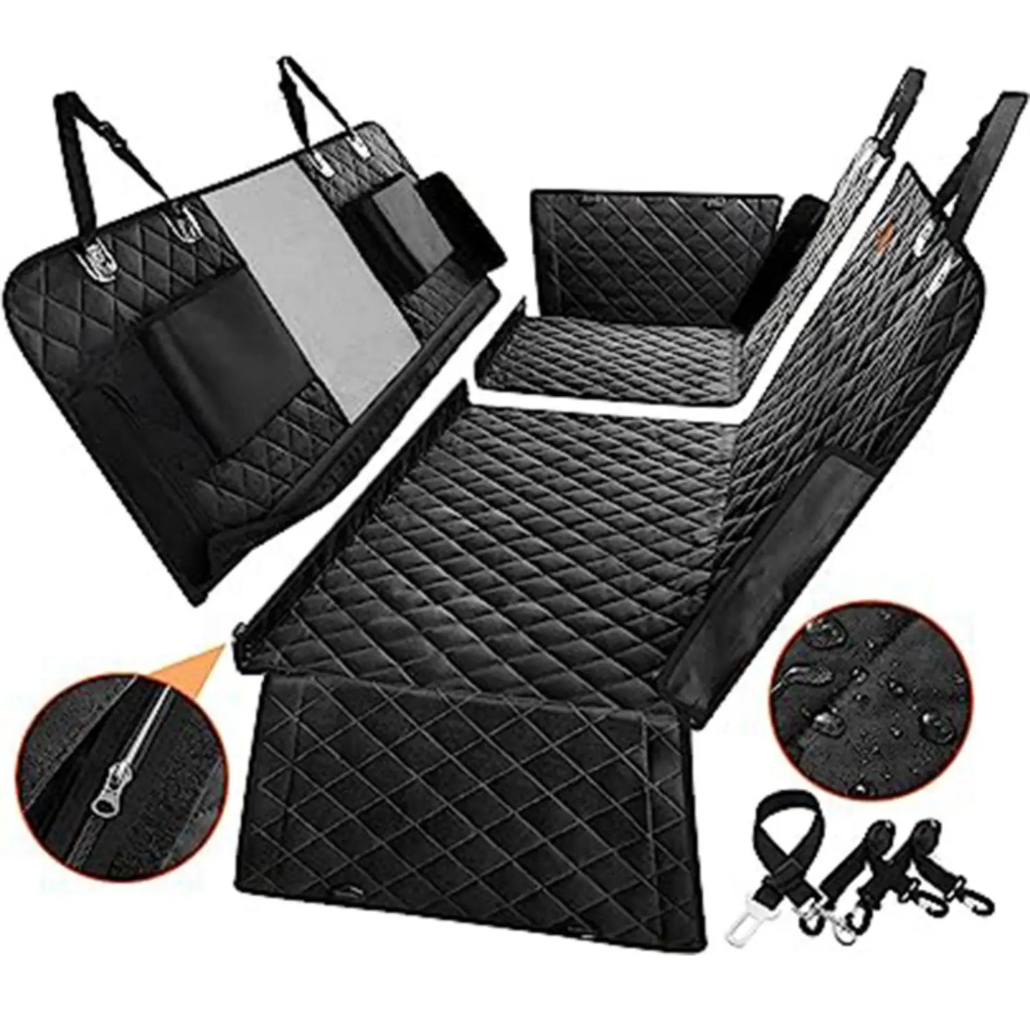 6 in 1 Dog Rear Seat Car Cushion Waterproof and Stain Resistant Removable and Machine Washable Green Black