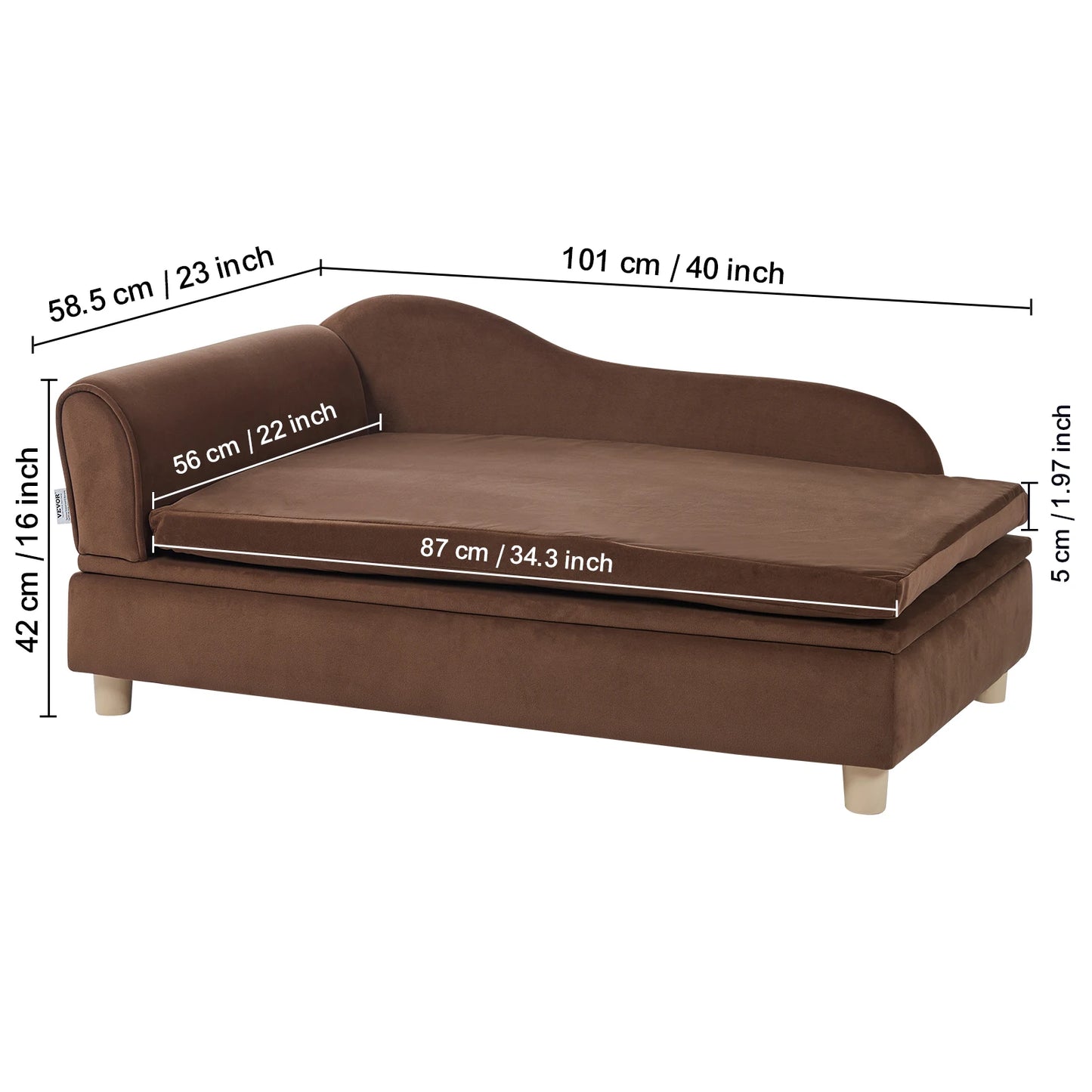 SucceBuy Pet Sofa Couch For Medium Sized Dogs And Cats Soft Velvety Dog Bed For Living Room Bedroom Clinic Pet Store