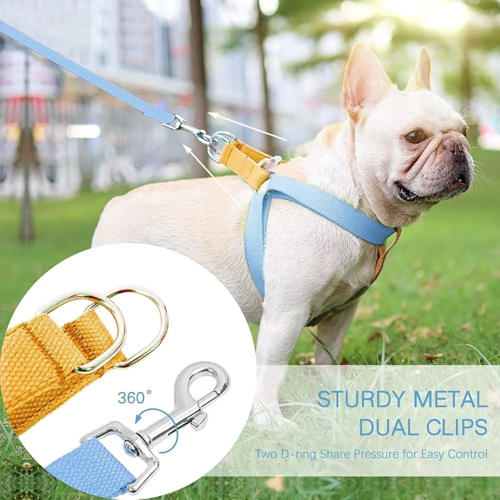No Pull Dog Harness Set Adjustable Lightweight Cotton Halter With Leash Poop Bag Holder Escape Proof Step In Design