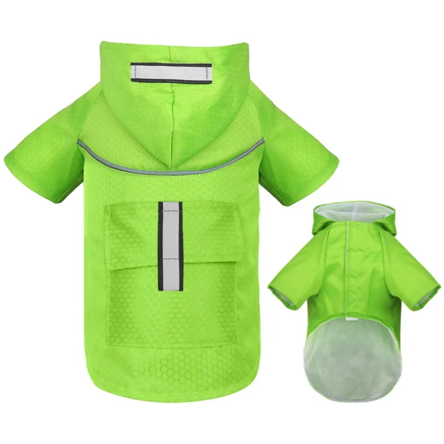 Mesh Breathable Small Dog Raincoat Reflective Hooded Jacket