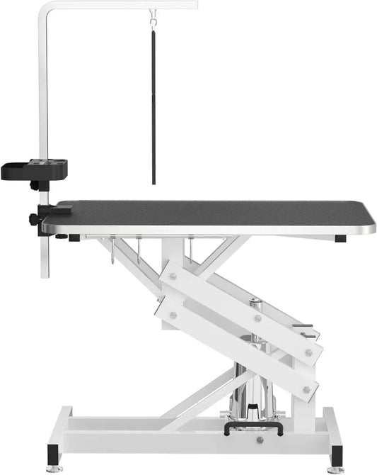 42 Inch Hydraulic Pet Grooming Table With Anti Static Top Z Lift Adjustable 21 To 36 Inches Armrests Leash Covers
