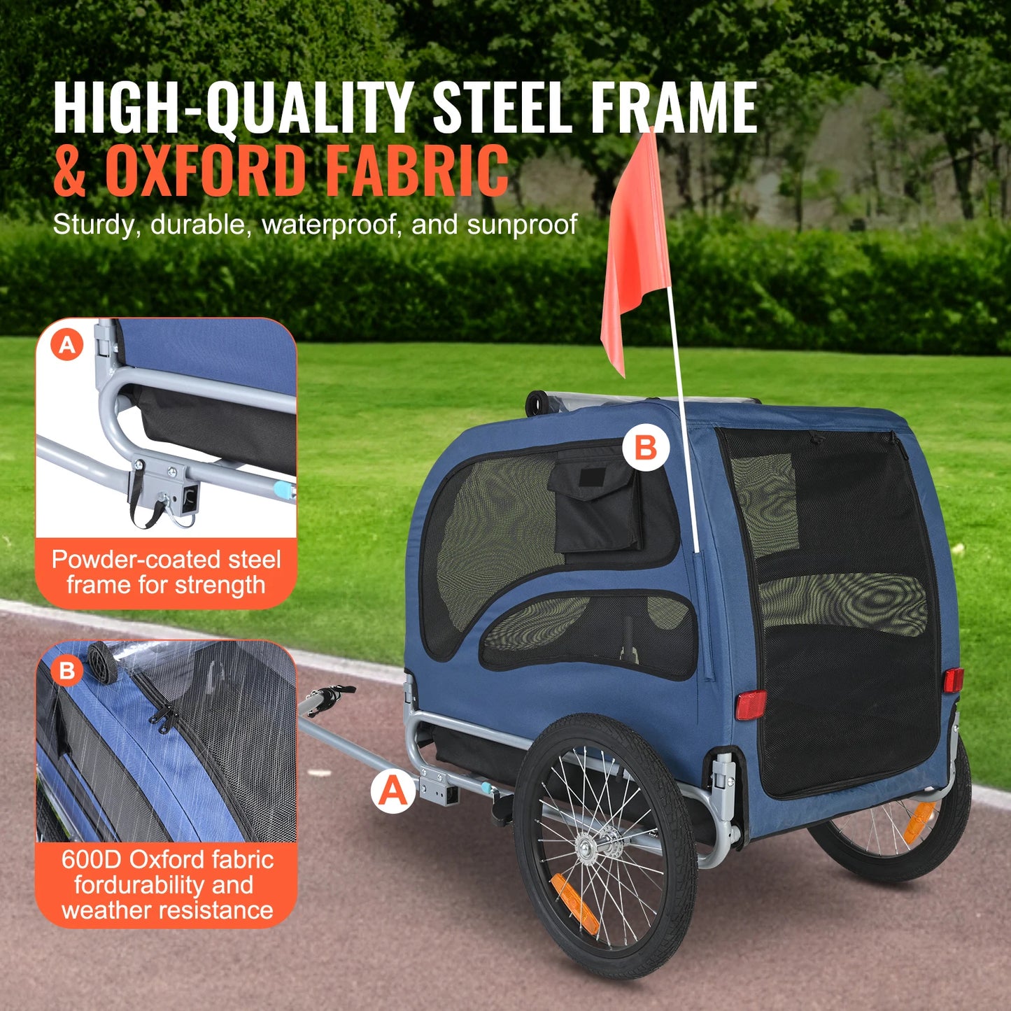 SucceBuy 100 Lbs Pet Cart Bicycle Carrier Dog Trailer