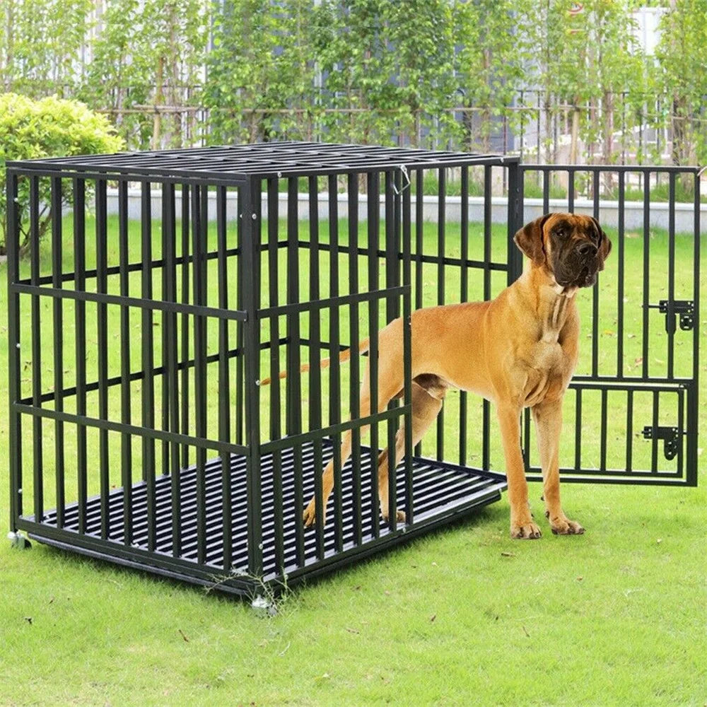 XXL Heavy Duty Dog Crate Square Tube Metal Kennel Playpen