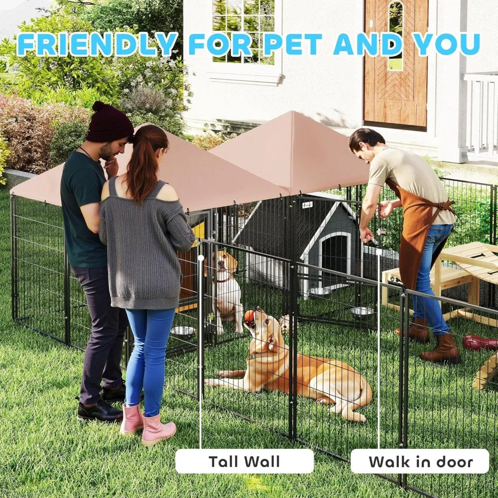 Outdoor Large Dog Kennel Heavy Duty With Rotating Bowls