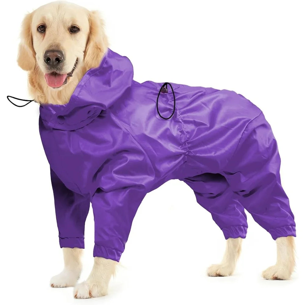 Waterproof Dog Raincoat Reflective Jacket With Leash Hole