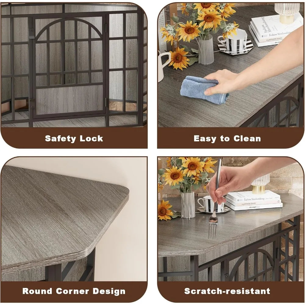 Corner Dog Crate Furniture 52 Inch Large Indoor Wooden End Table Modern Dog Cage Decorative Pet House TV Stand