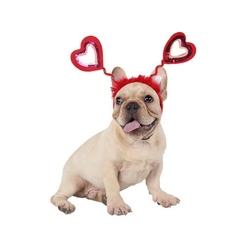 Pet Christmas Headwear Cat Dog Valentines Day Love Headband Dog Hair Accessories Party Dress Up Supplies