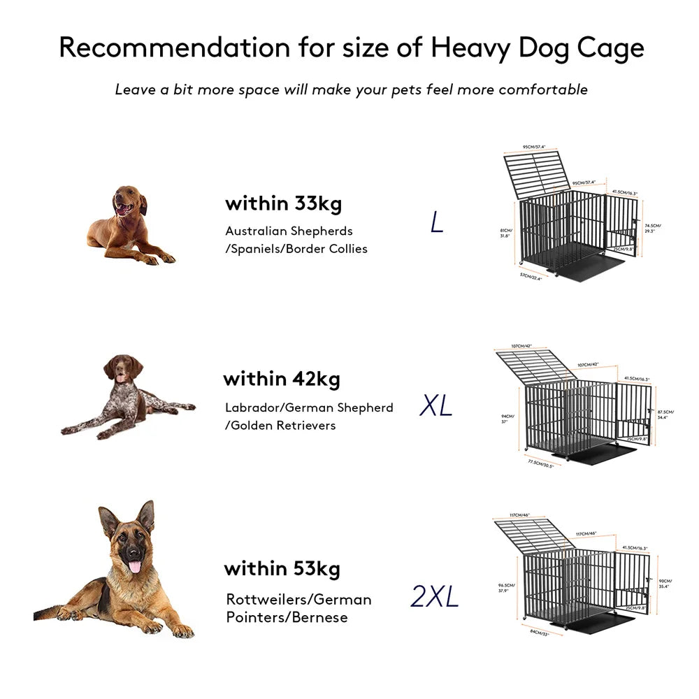 XXL Heavy Duty Dog Crate Square Tube Metal Kennel Playpen