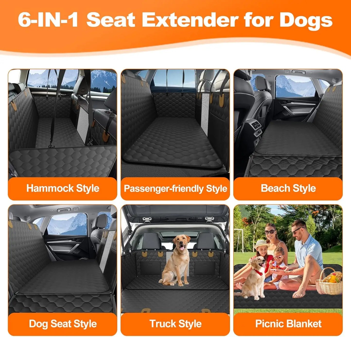 Waterproof Foldable Pet Car Seat Hammock Rear Protector
