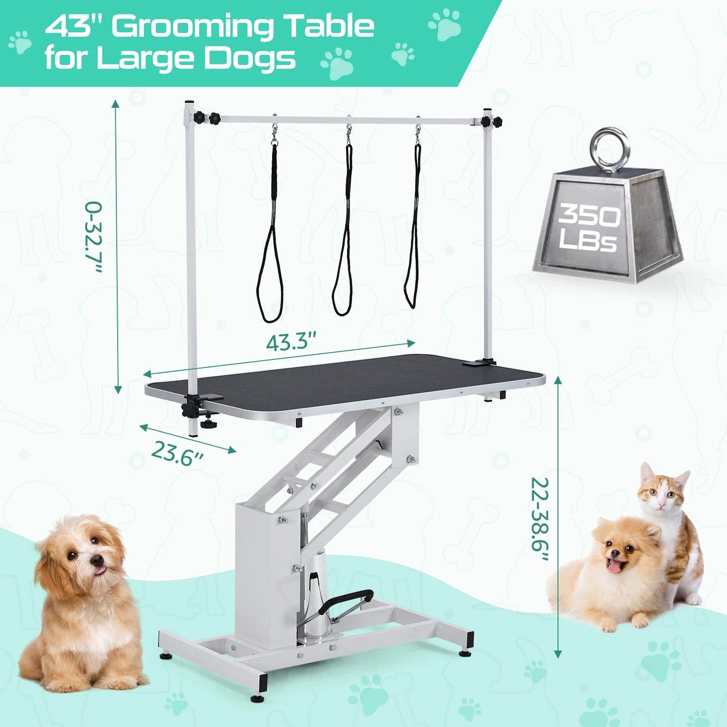 Hydraulic Dog Grooming Table Heavy Duty 350 Lbs Capacity
