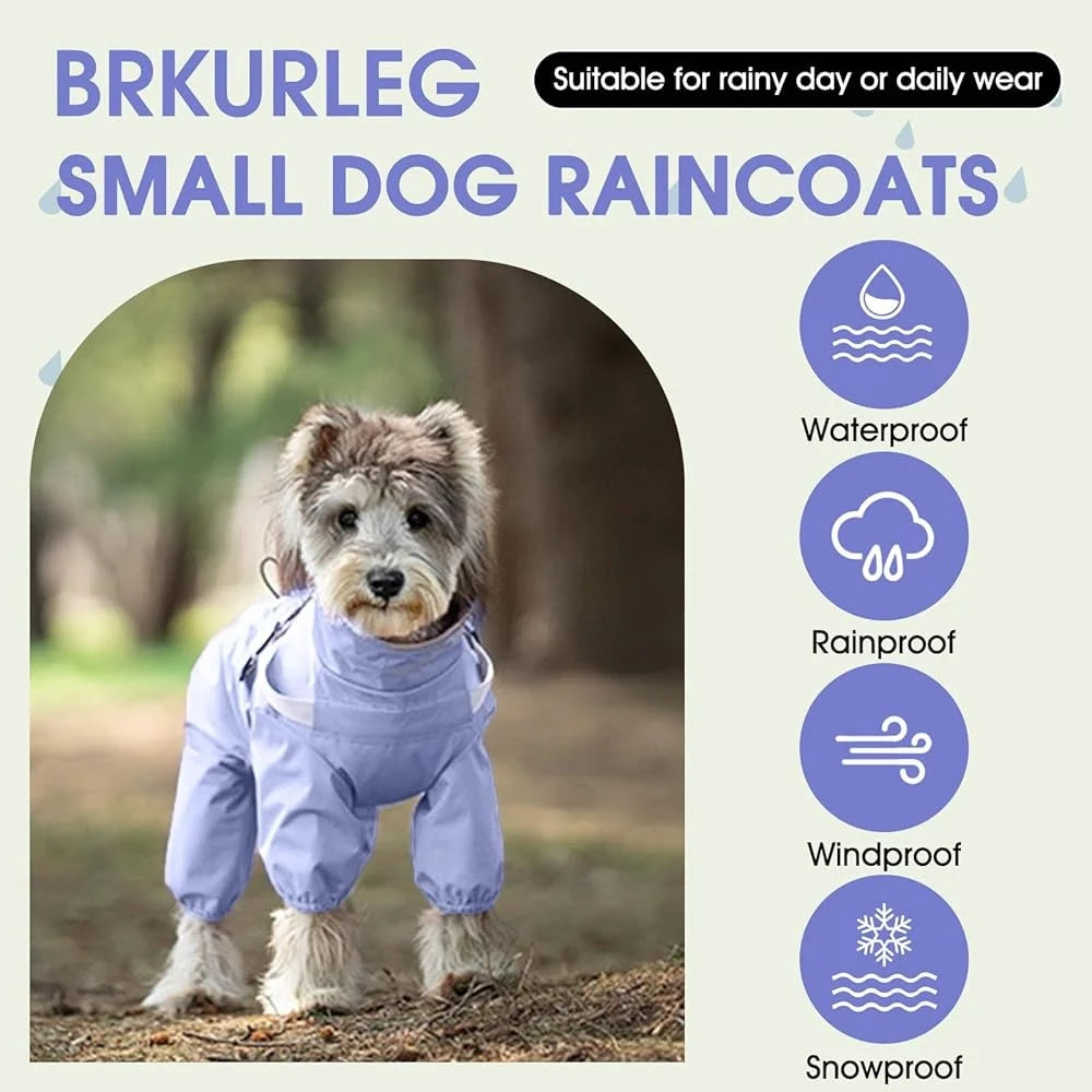 Waterproof Dog Raincoat Harness For Small Dogs Adjustable
