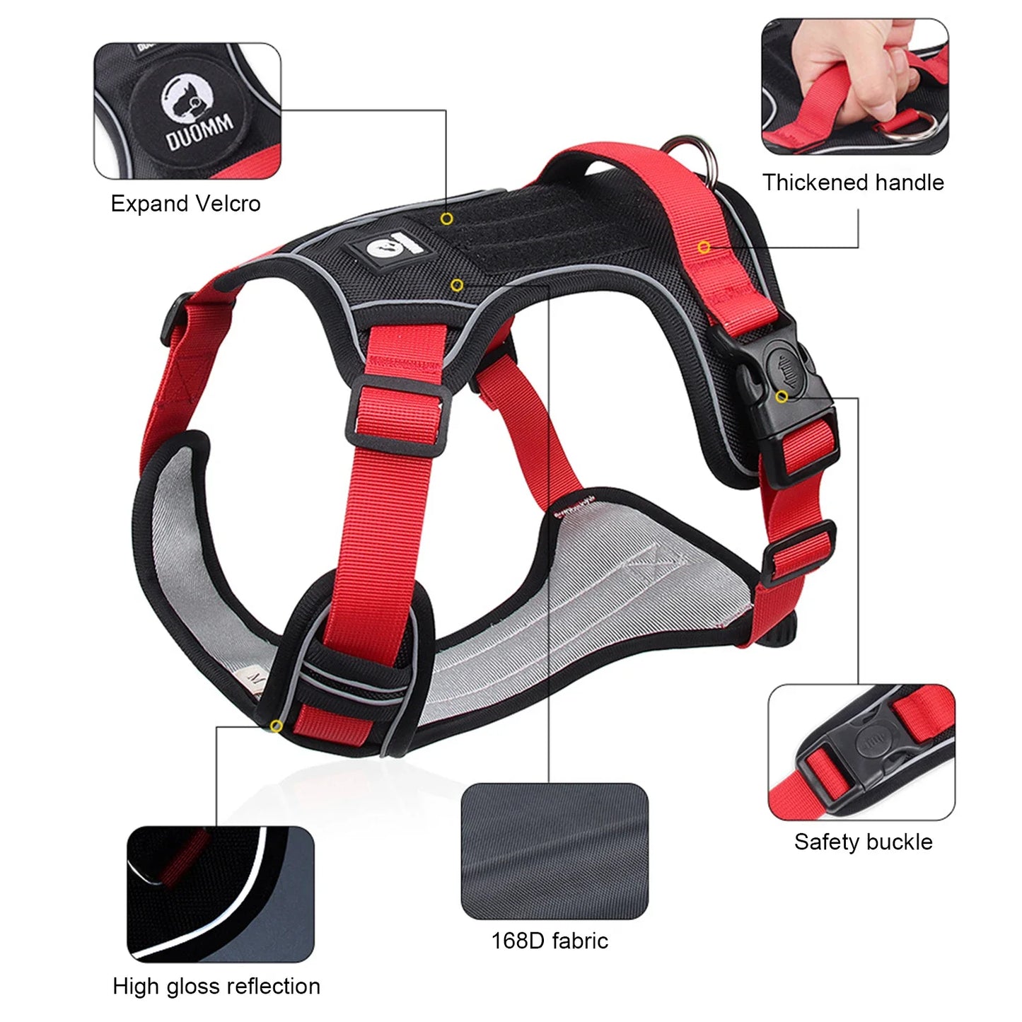 Reflective Tactical Dog Harness Vest for Medium and Large Dogs 1680D Waterproof Oxford Cloth