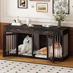 XXXL Wooden Dog Crate Furniture With 4 Drawers And Divider