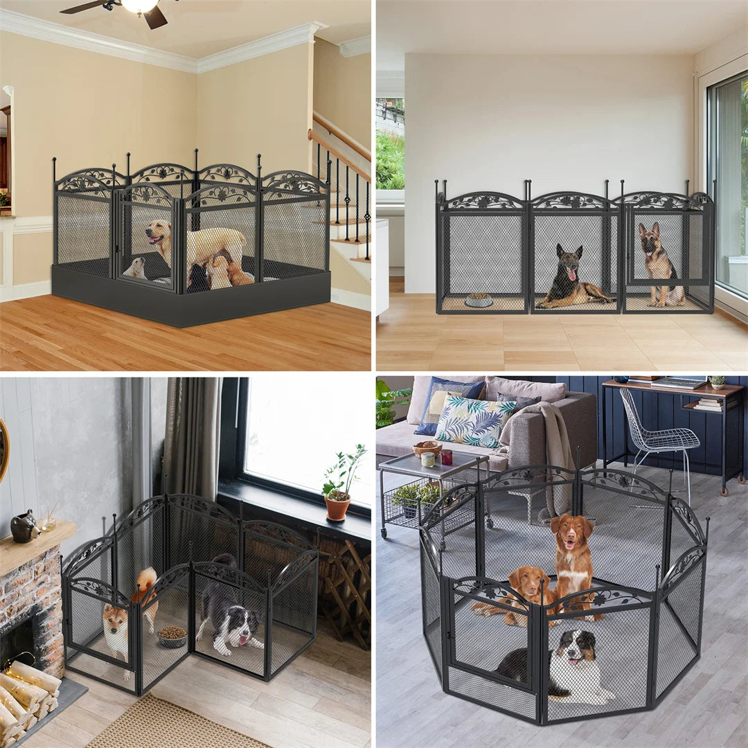 8 Panels DIY Heavy Duty Dog Playpen Outdoor Indoor Metal Fence with Waterproof Fertility Pad for Whelping and Training