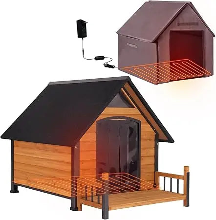 Heated Outdoor Dog House With Metal Frame Insulated Kennel