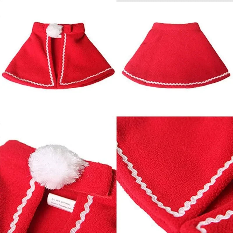 Christmas Pet Cape Hat Scarf Set for Cats and Small Dogs