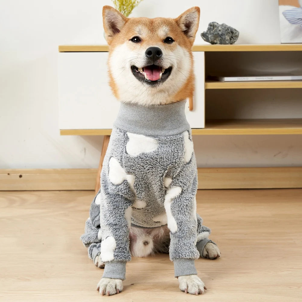 Winter Fleece Dog Jumpsuit Pajamas For Small Medium Dogs