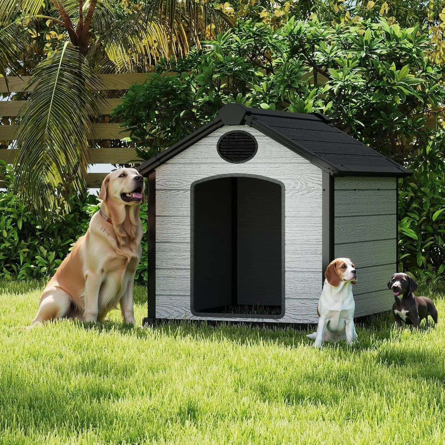 Insulated Weatherproof Dog House For Two Large Dogs Outdoor