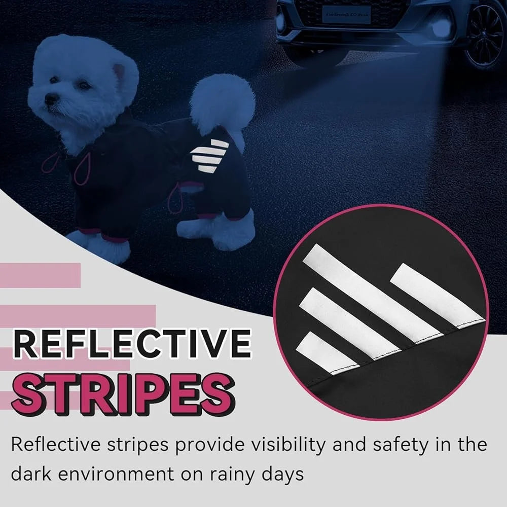 Waterproof Dog Raincoat With Leash Hole And Reflective Straps Lightweight Four Leg Design For Small To Medium Dogs