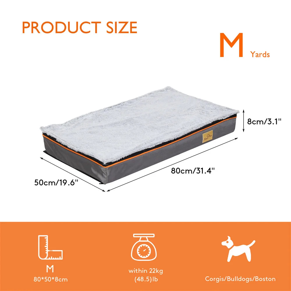 Premium Large Orthopedic Memory Foam Dog Bed Orange Trim