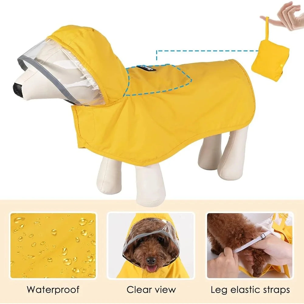 Adjustable Waterproof Dog Raincoat With Transparent Hood