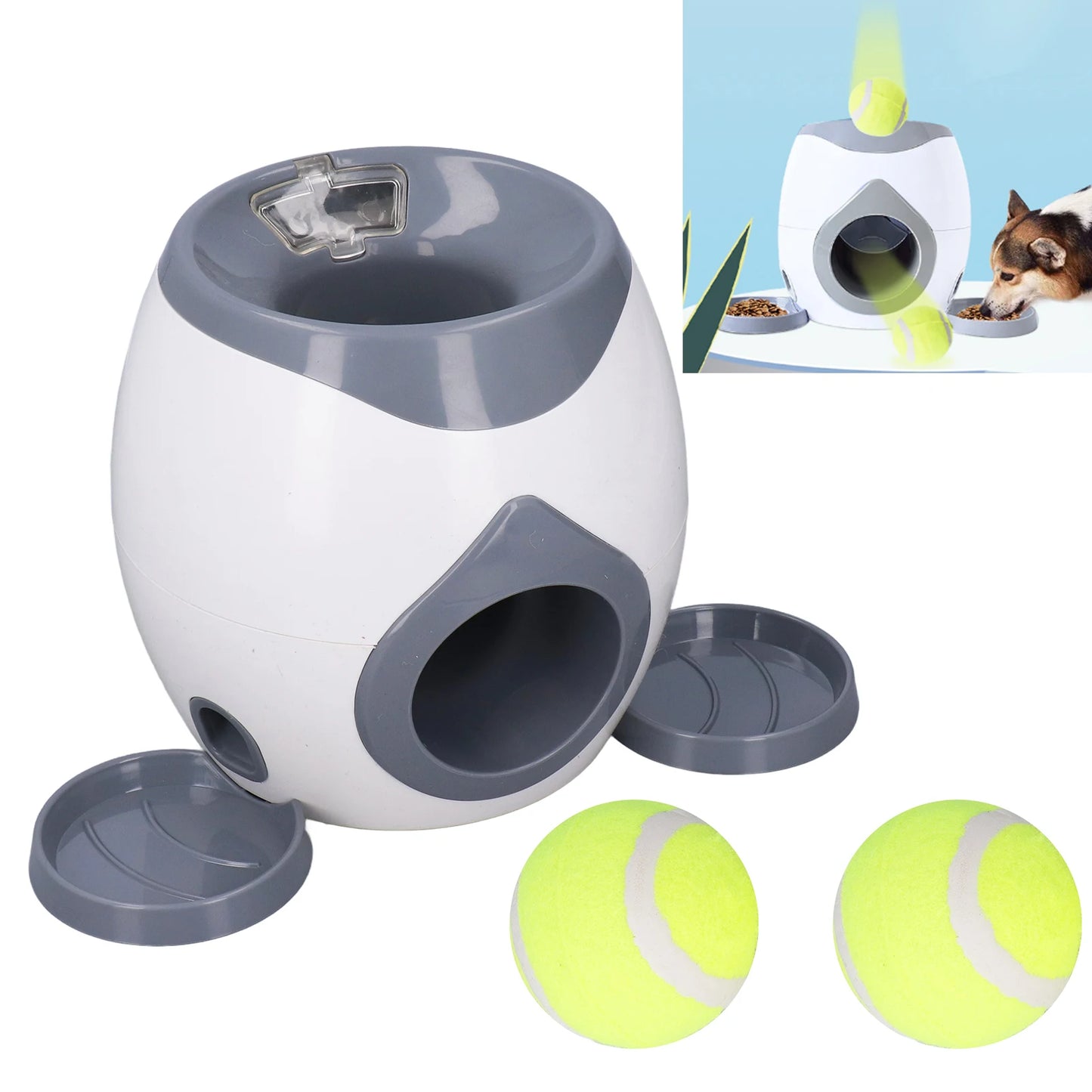 Dog Ball Feeding Toy Tennis Ball Machine With 2 Balls