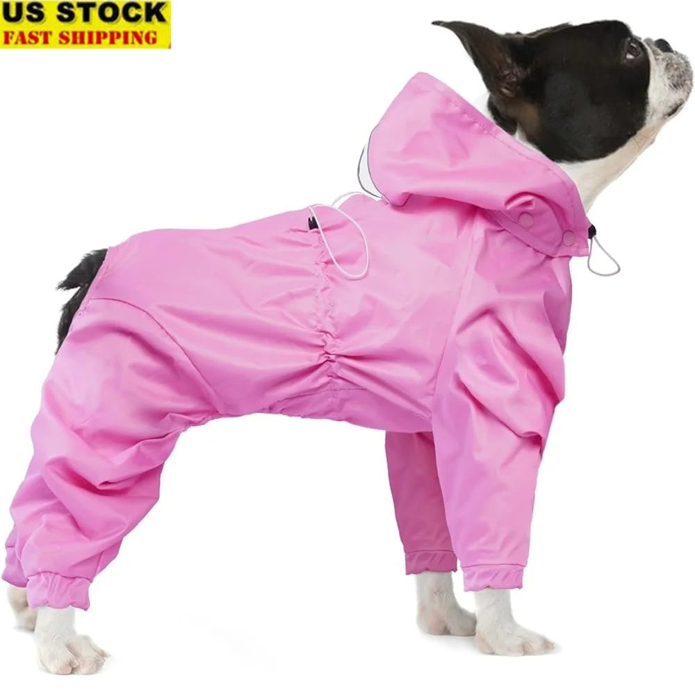 Pet Waterproof Rain Coat For Dogs Leash Hole Poncho