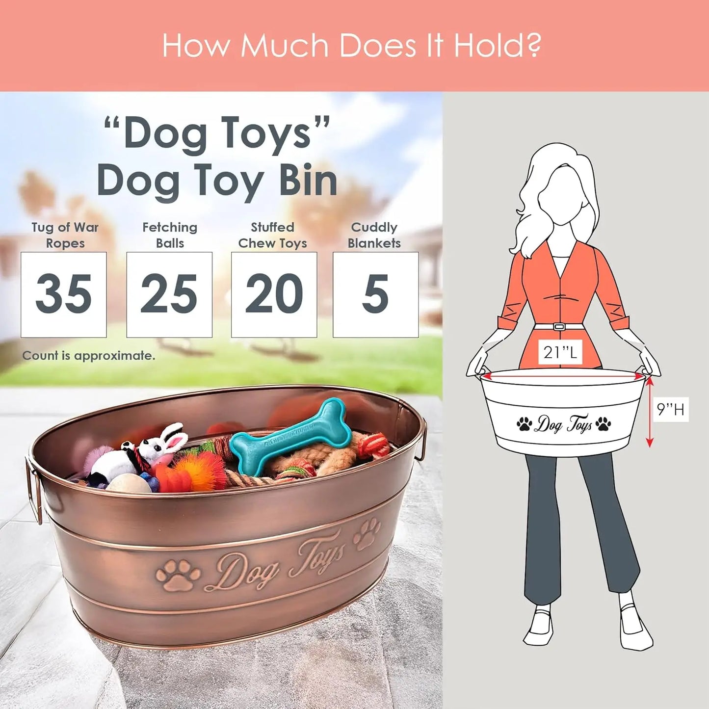 Indestructible Metal Dog Toy Bin Galvanized With Handles