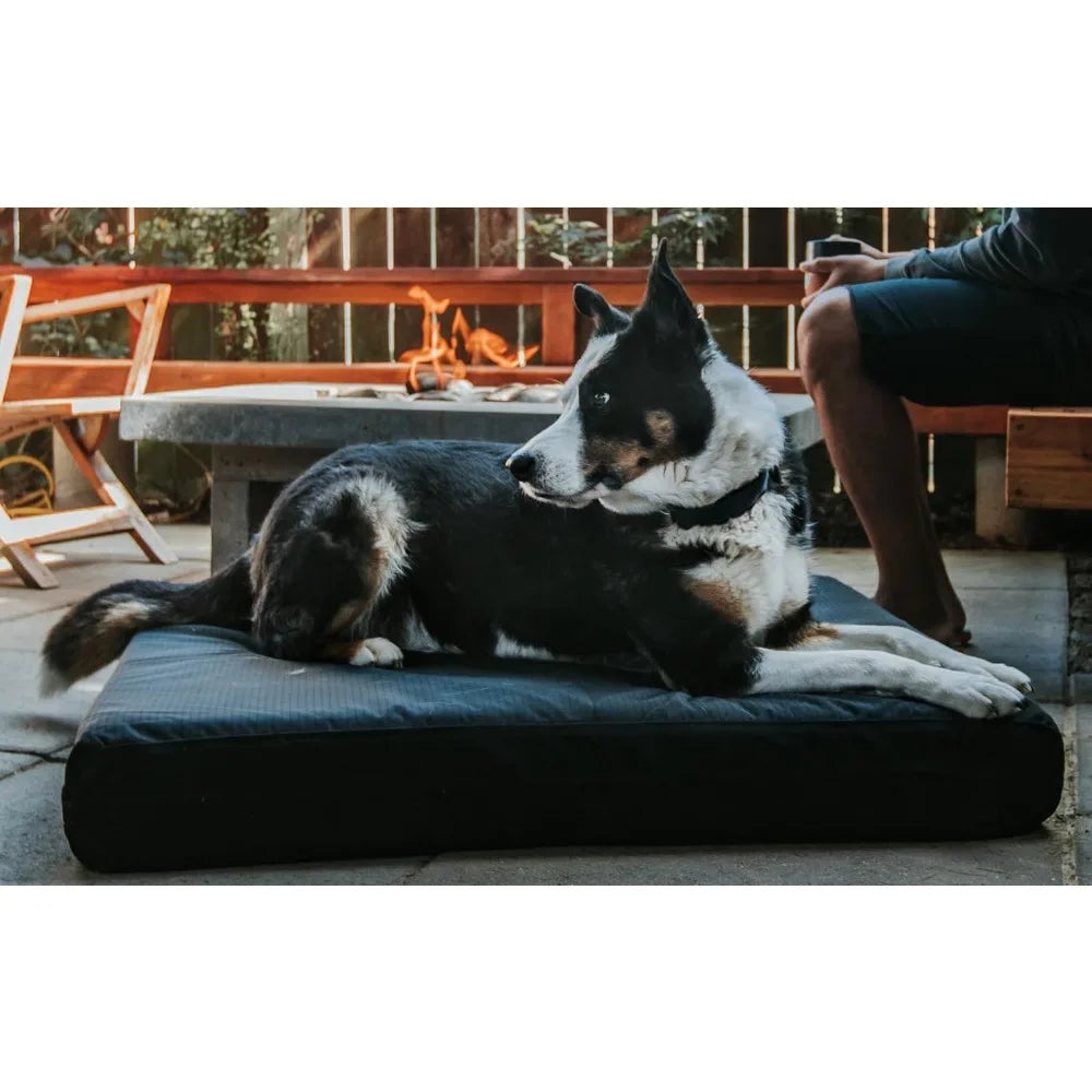 Tough Rip-Stop Orthopedic Rectangle Dog Bed Removable Washable Cover, Solid Orthopedic Foam for XX-Large Dogs 68"x40", Obsidian