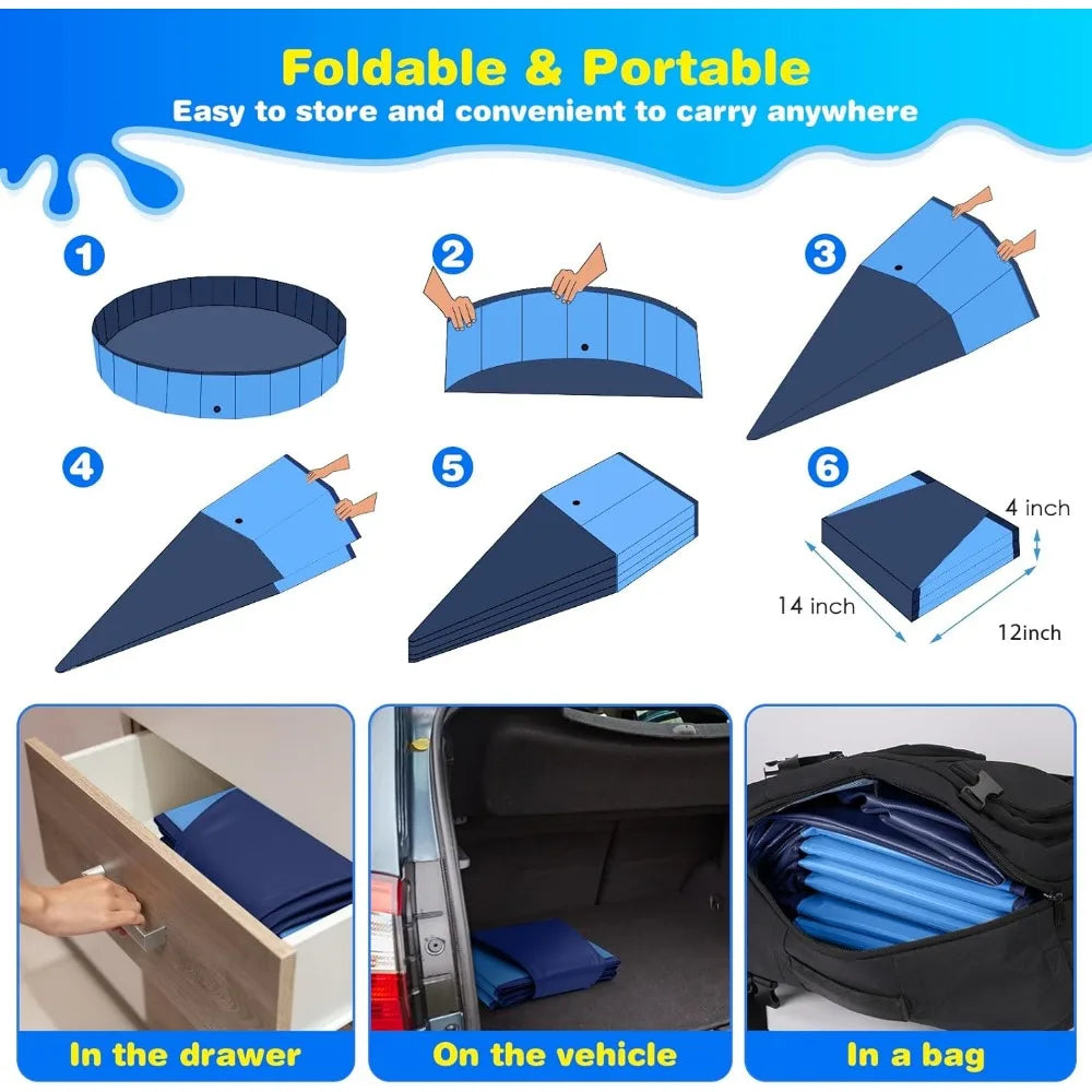 Large Portable Dog Pool and Kids Pool Foldable Tub
