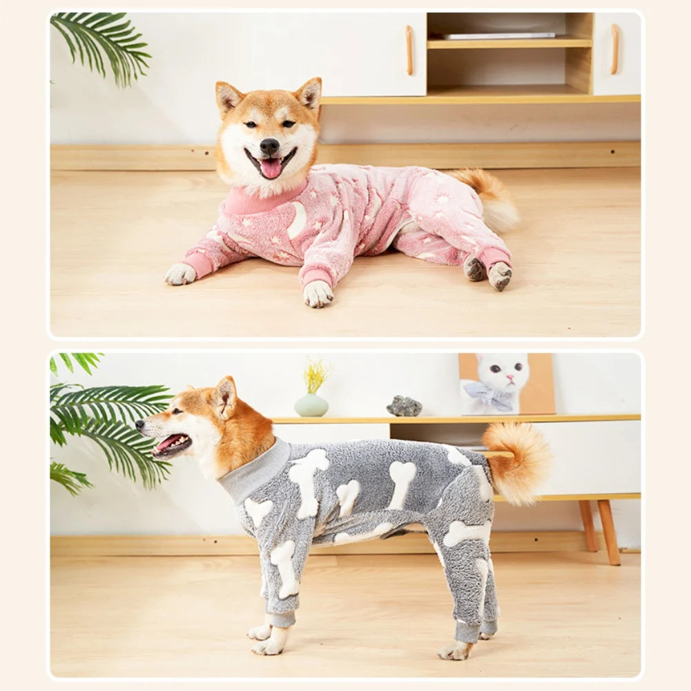 Winter Fleece Dog Jumpsuit Pajamas For Small Medium Dogs
