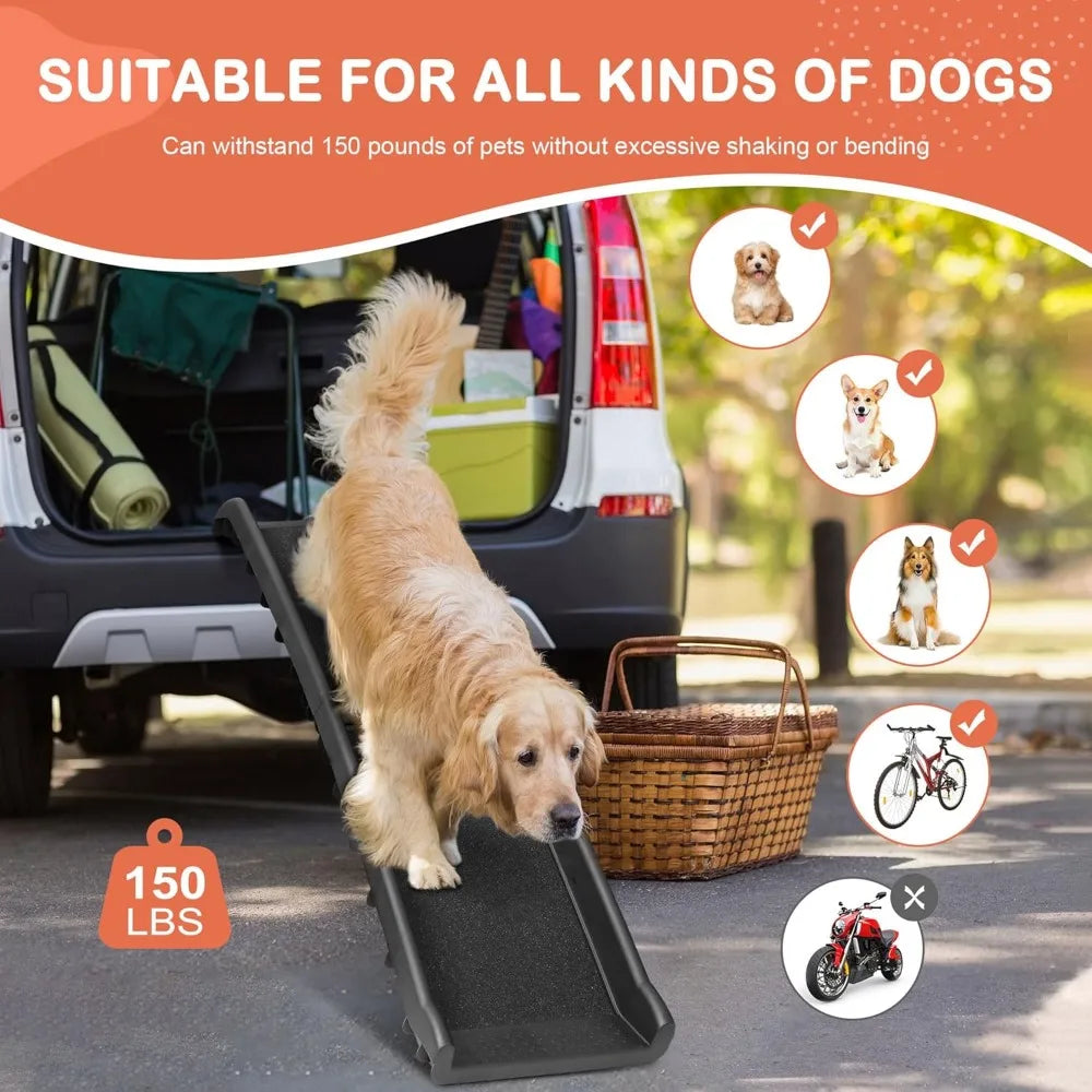 Folding Dog Ramp Car SUV 62 Inches Non Slip Raised Rails
