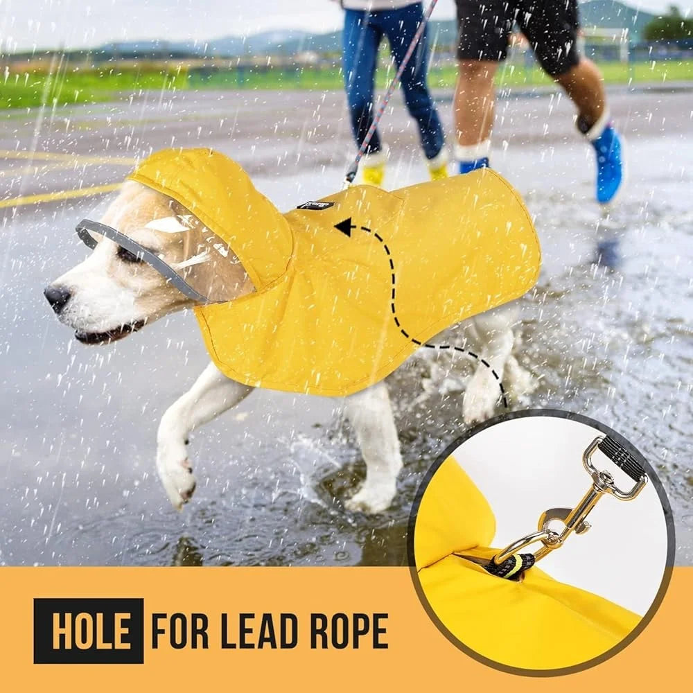 Adjustable Waterproof Dog Raincoat With Transparent Hood