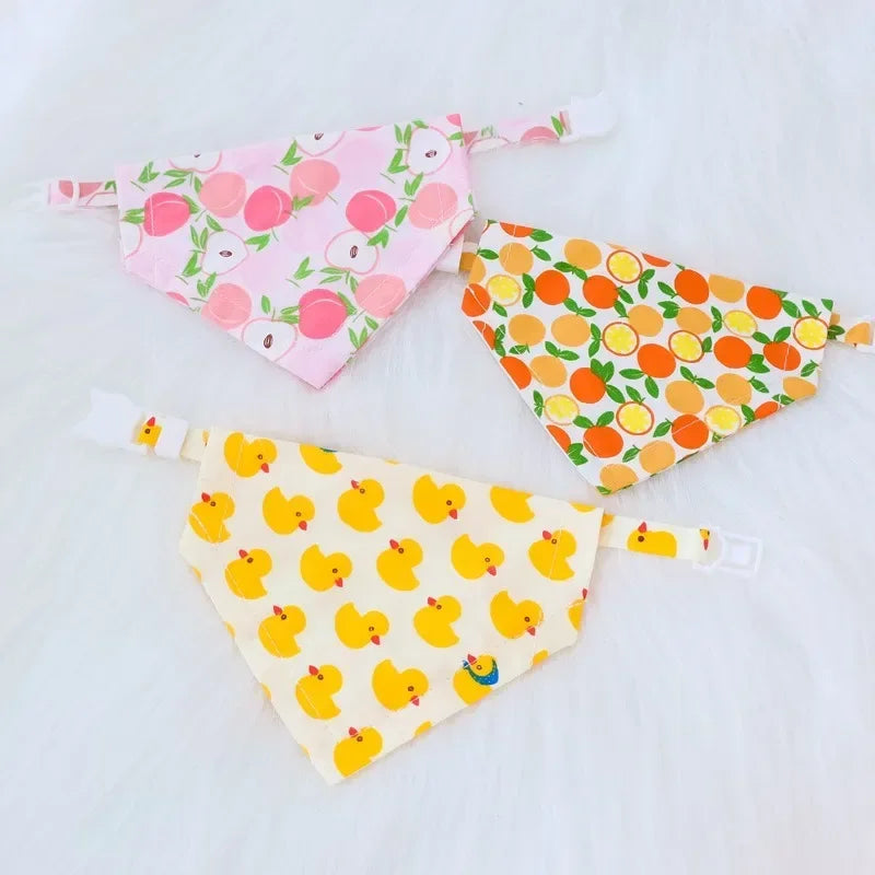 Fruit Printing Bandanas For Dogs And Cats Triangle Adjustable Scarf Pet Dog Puppy Grooming Accessories
