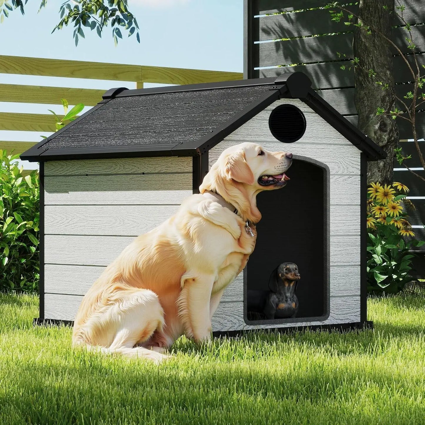 Insulated Weatherproof Dog House For Two Large Dogs Outdoor