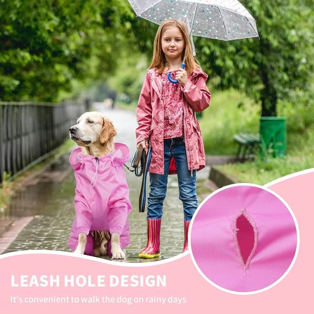Pet Waterproof Rain Coat For Dogs Leash Hole Poncho