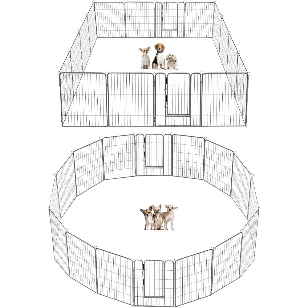 Foldable Metal Dog Playpen With Door Gate Heavy Duty Fence