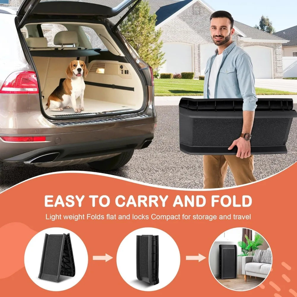 Folding Dog Ramp Car SUV 62 Inches Non Slip Raised Rails