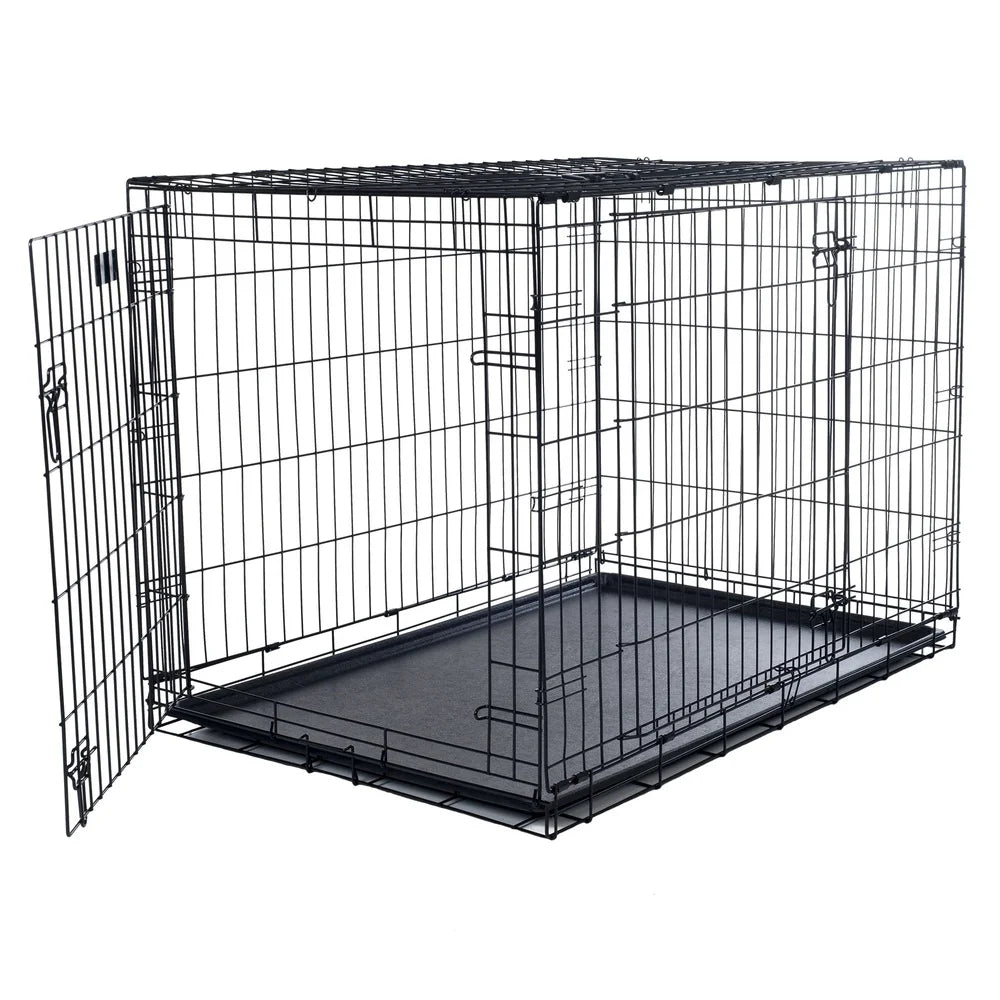 36 Inch Double Door Dog Crate With Divider Panel Foldable Kennel