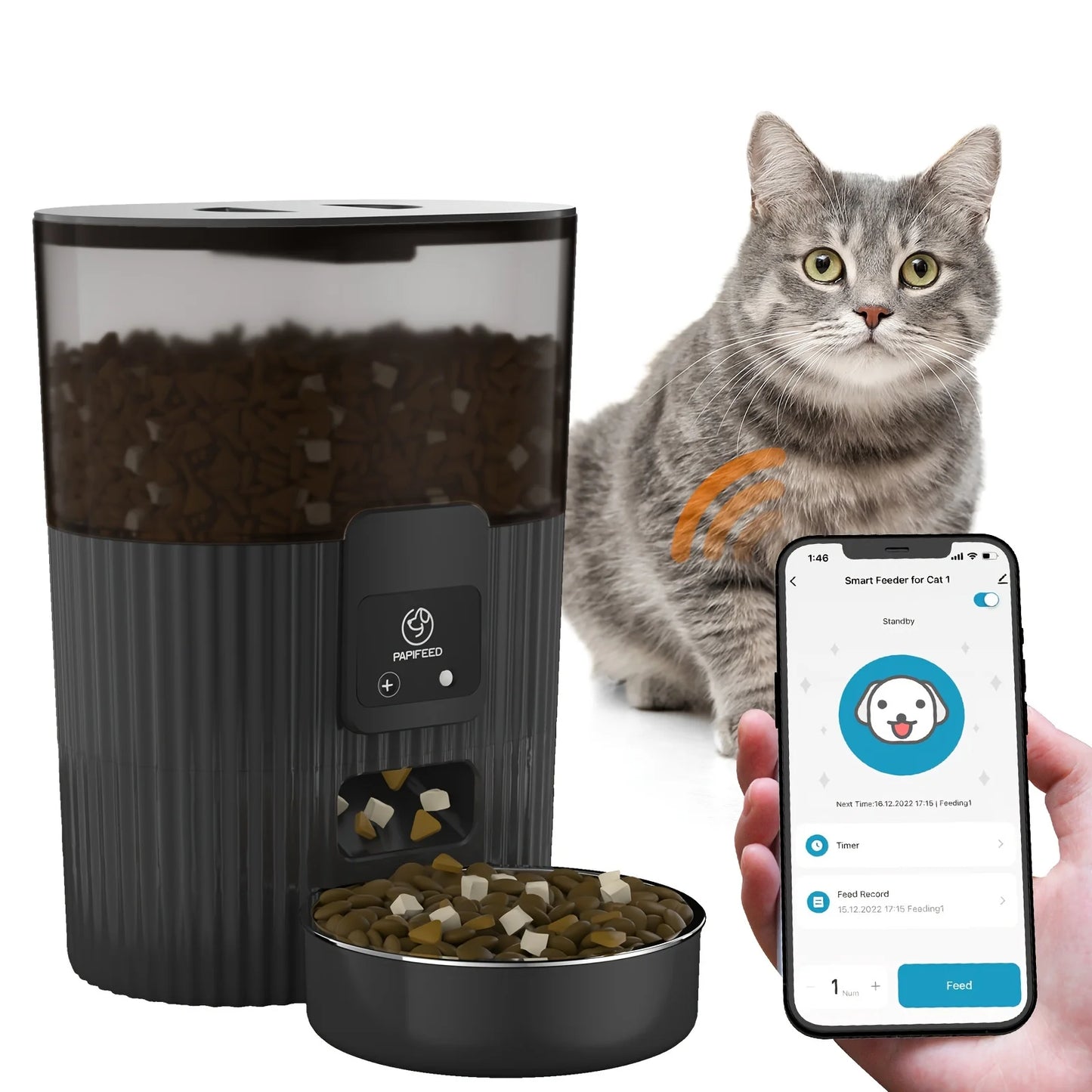 Papifeed Smart Cat And Dog Automatic Feeder With WiFi Remote
