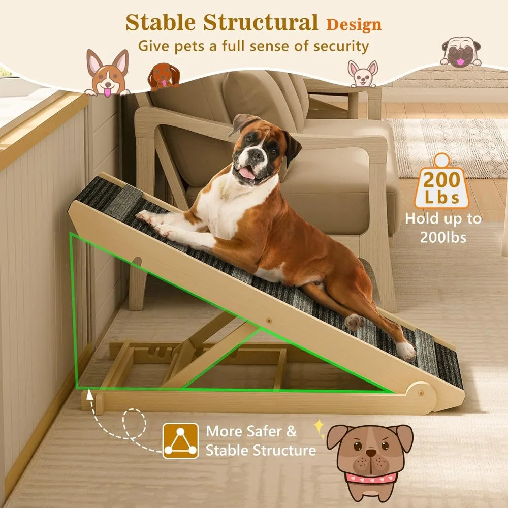 Portable Dog Ramp With 7 Adjustable Heights Non Slip