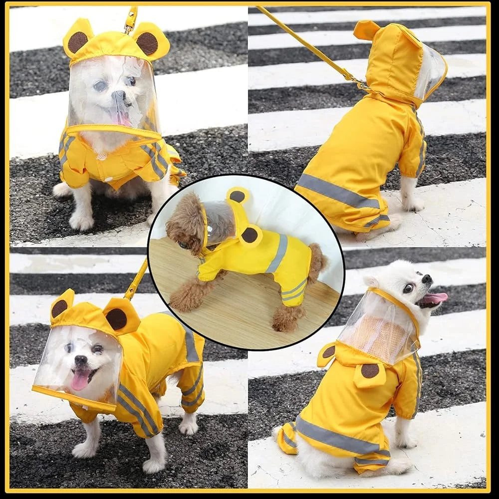 Waterproof Dog Rain Jacket Reflective Poncho for Medium Dogs