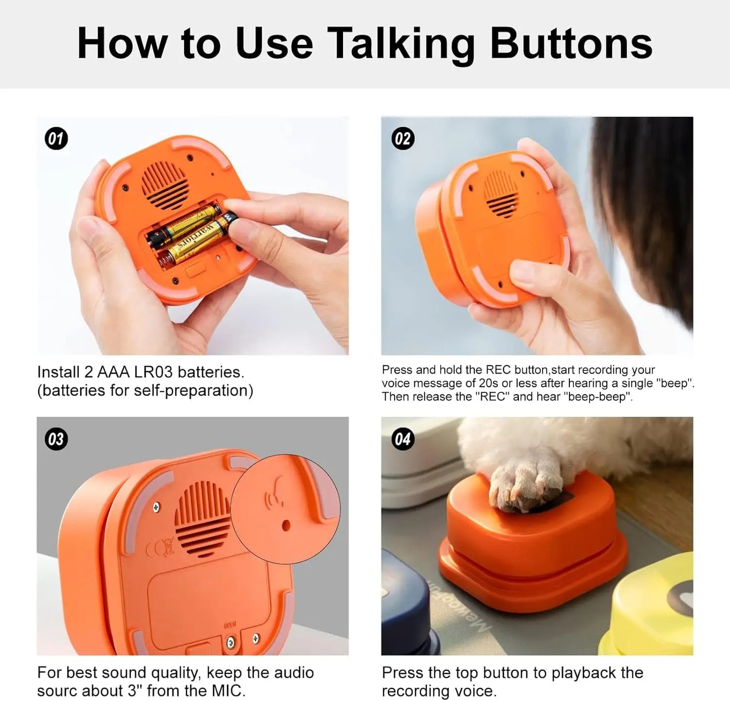MewooFun Dog Button Record Talking Pet Toy Interactive