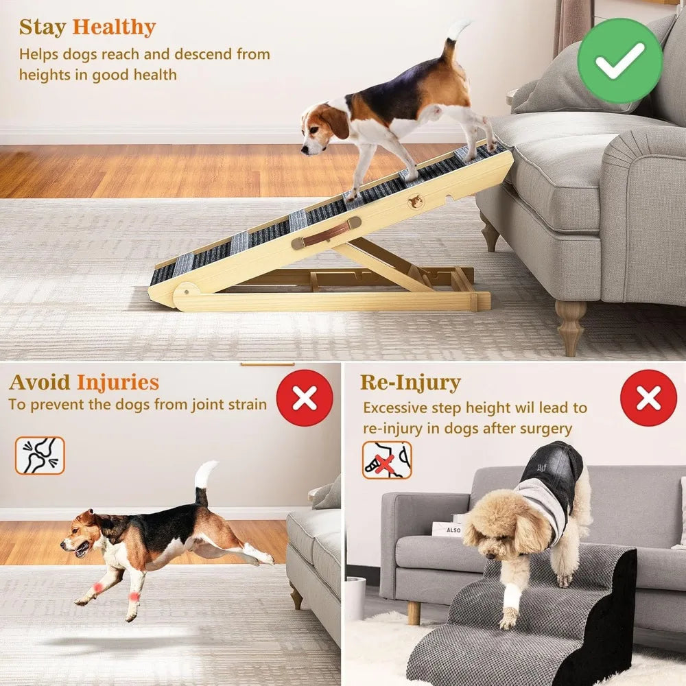 Portable Dog Ramp With 7 Adjustable Heights Non Slip