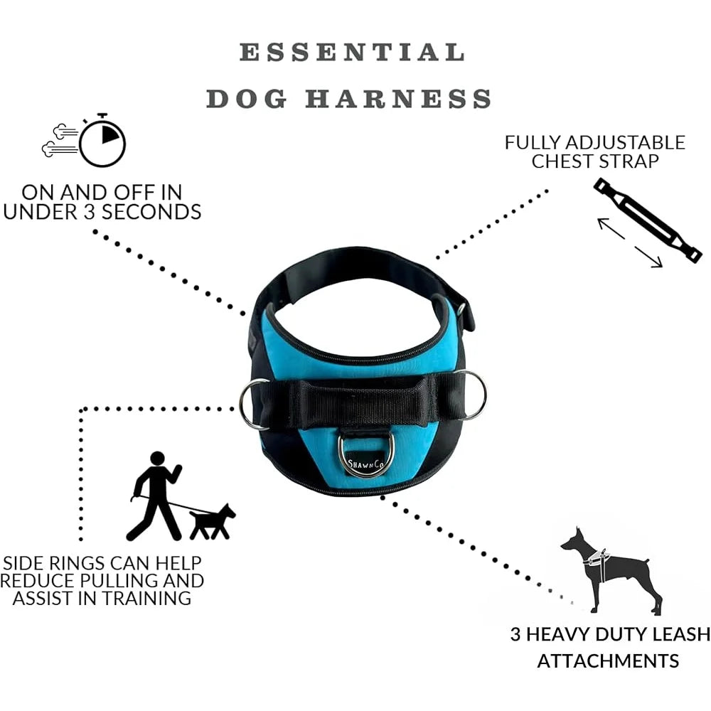 No Pull Dog Harness Reflective Soft Leash Vest With 3 Clips