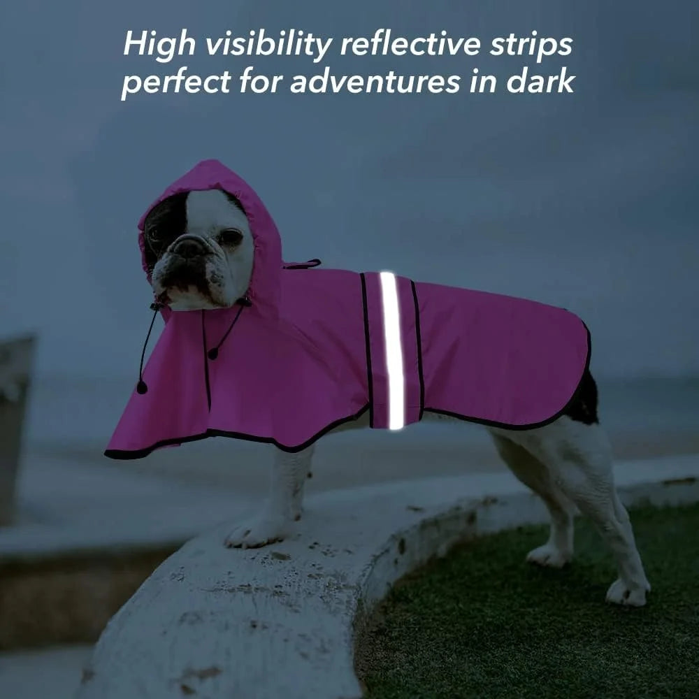 Waterproof Lightweight Dog Raincoat Reflective Adjustable Pet Poncho Jacket Hooded Rain Gear for Small Medium Large Dogs