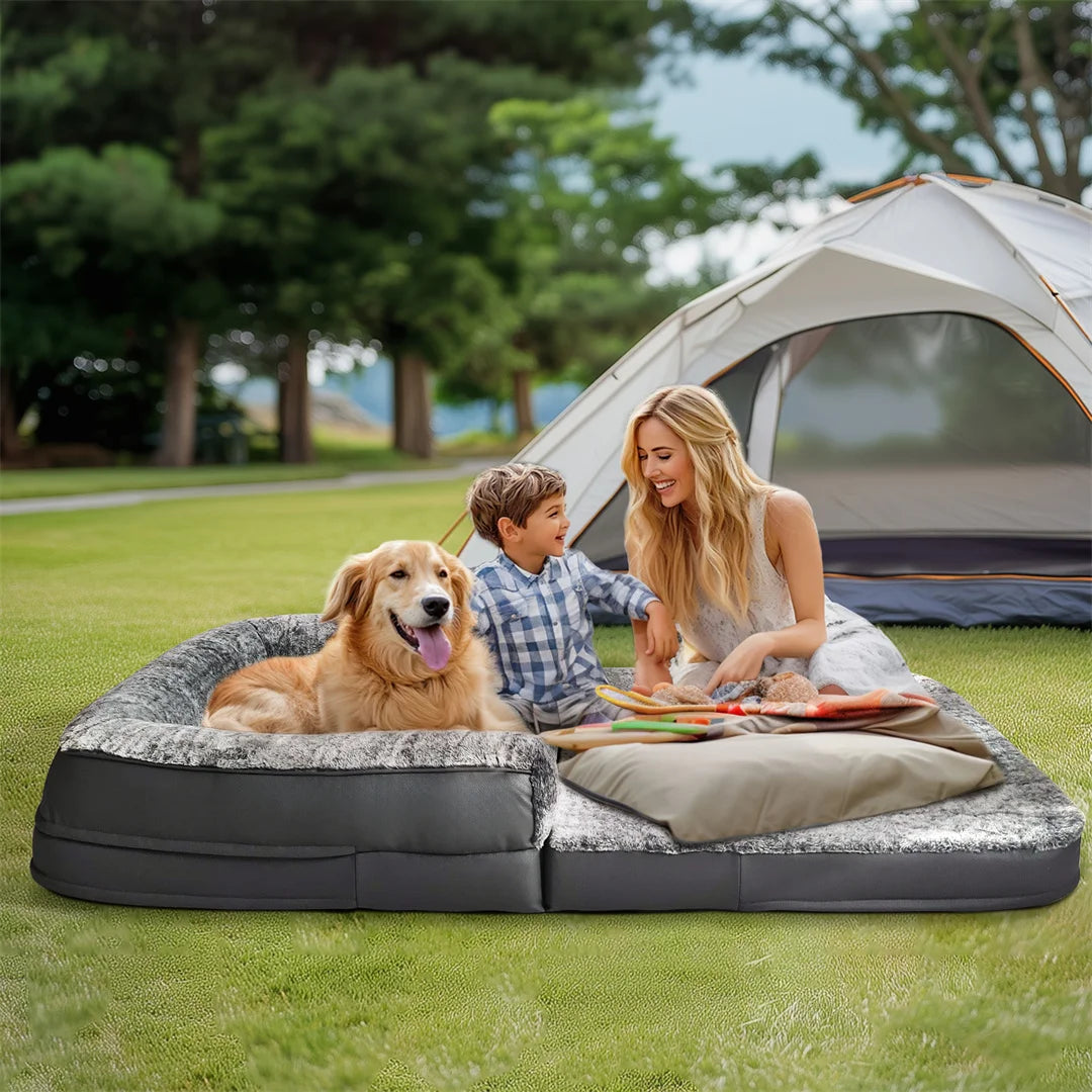 180cm Giant Dog Bed Foldable Calming Plush Orthopedic