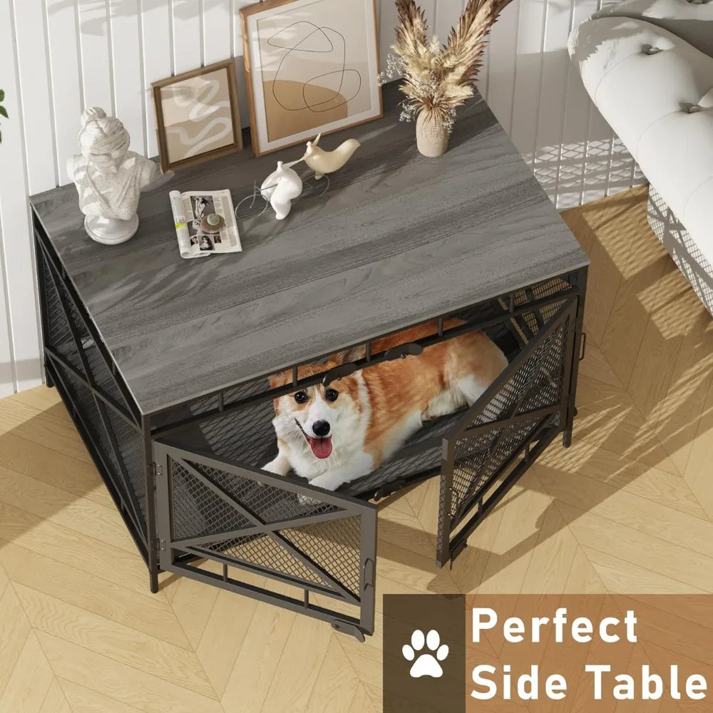 Masterpiece Dog Crate Furniture Heavy Duty 43 Inch Universal Large Corner Dog Crate Indoor Pets Chewproof Durable