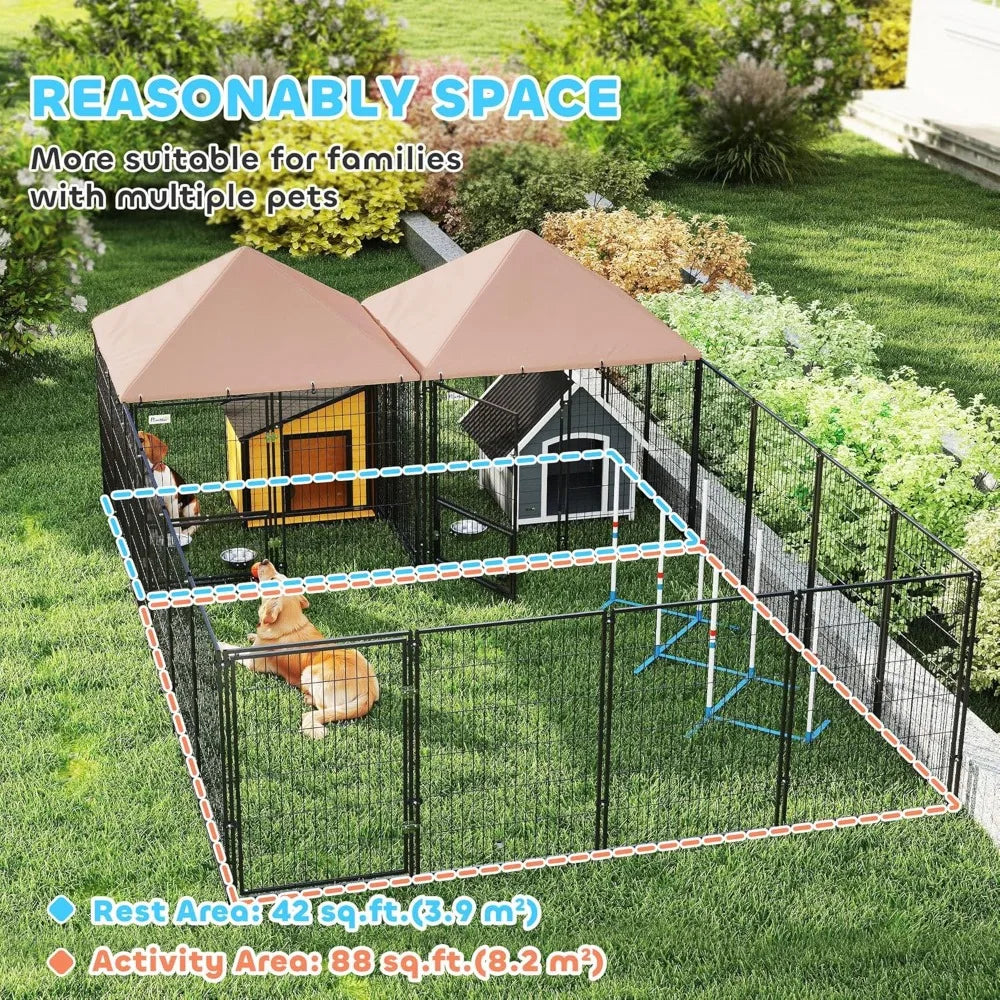 Outdoor Large Dog Kennel Heavy Duty With Rotating Bowls