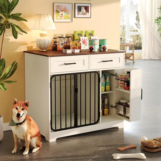 Dog Crate Furniture End Table Kennel With Storage Drawers
